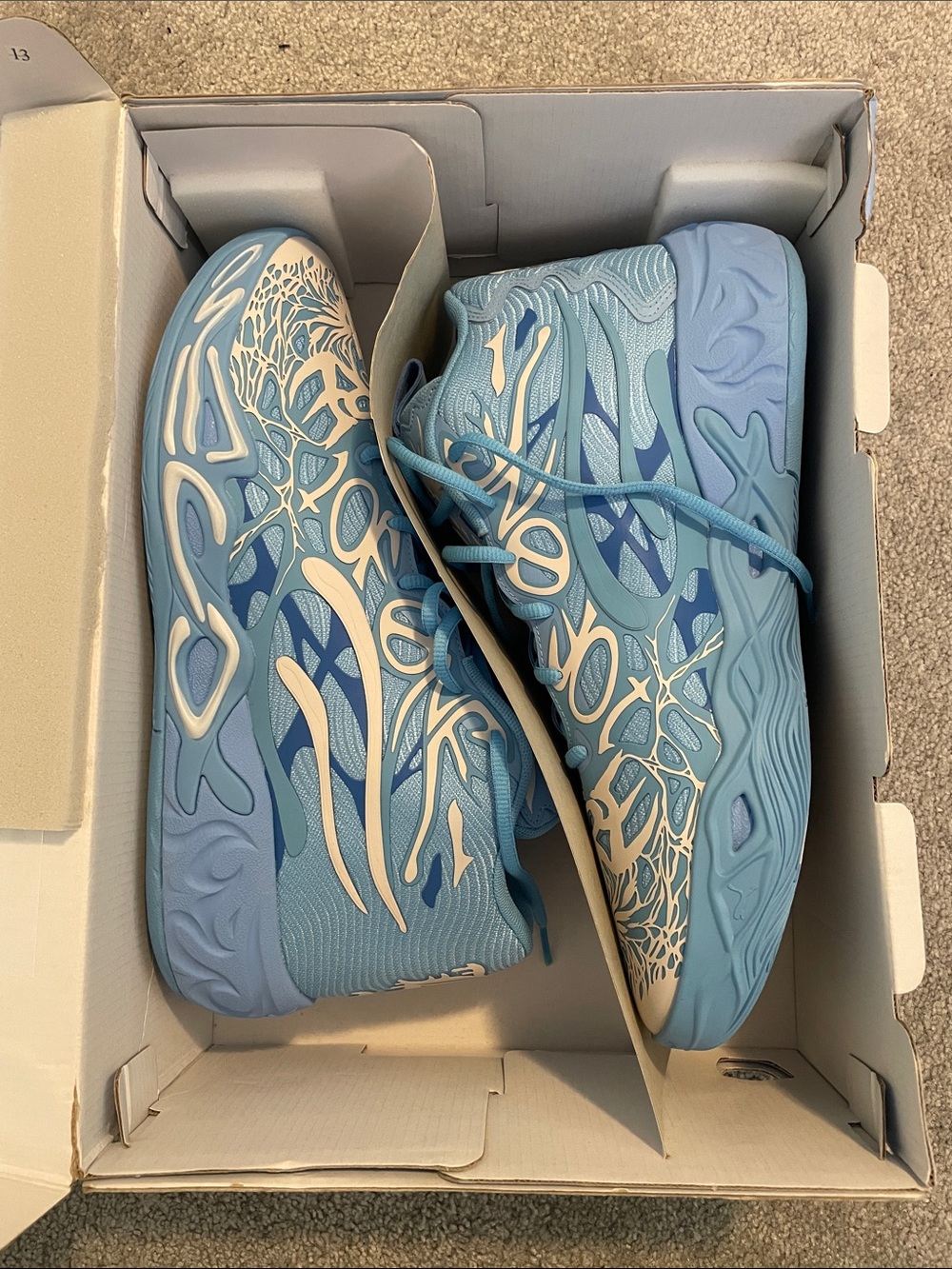 Puma Light Blue and White Basketball Shoes